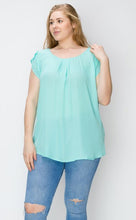 Load image into Gallery viewer, PLUS SIZE SHORT TULIP SLEEVES TUNIC TOP WITH CRISSCROSS BACK