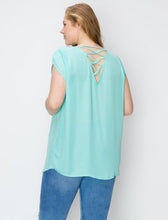 Load image into Gallery viewer, PLUS SIZE SHORT TULIP SLEEVES TUNIC TOP WITH CRISSCROSS BACK
