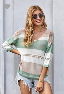 3/4 Sleeve Loose Casual Knit Top