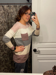 LONG SLEEVE COLOR BLOCK SWEATER