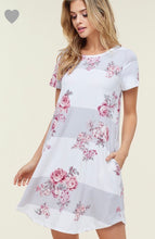 Load image into Gallery viewer, SHORT SLEEVE STRIPED FLORAL DRESS